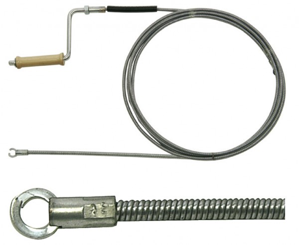 Rohrreinigungsspirale Ø8mm mit Kralle und Holzkurbel