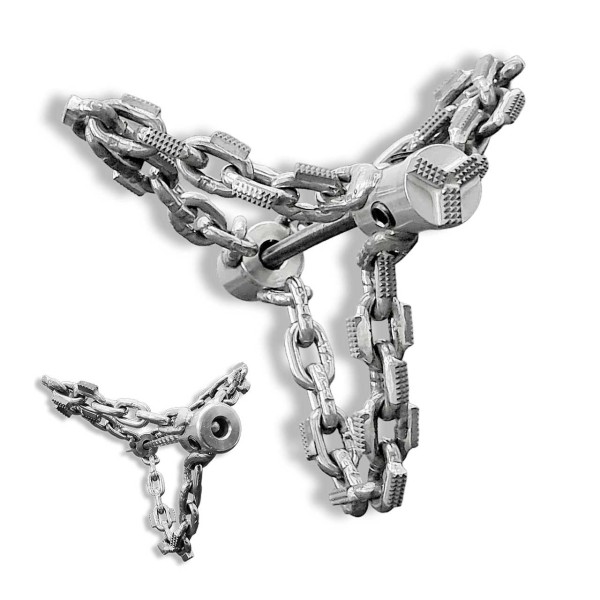 Schwere Kettenschleuder mit Spikes, f. PVC-, Guss- und Ton, optionaler Bohrkopf, für flexible Welle