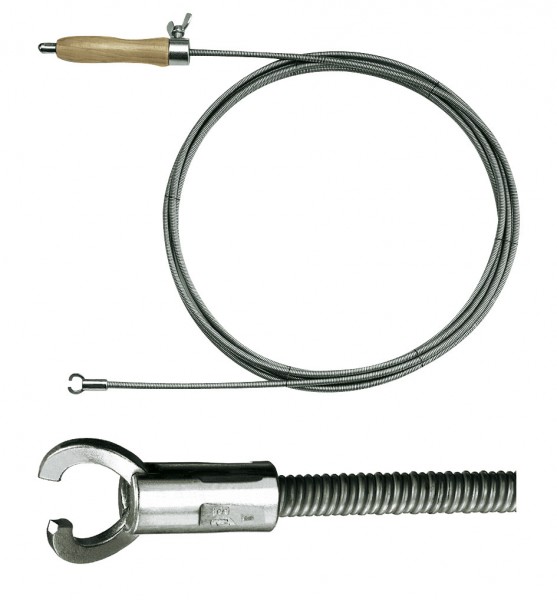Rohrreinigungsspirale Ø10mm mit fester Kralle und Holzgriff