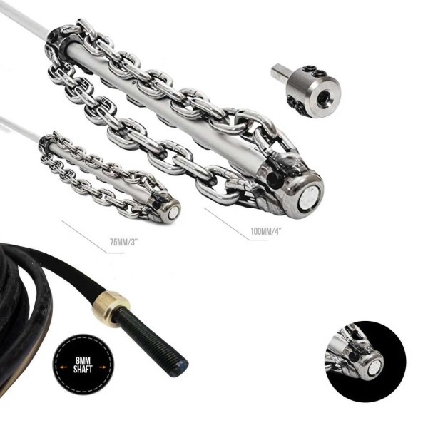 Flexible Rohrreinigungswelle für 70mm - 100mm Rohre, gegen Rohrverstopfung und Verkalkung